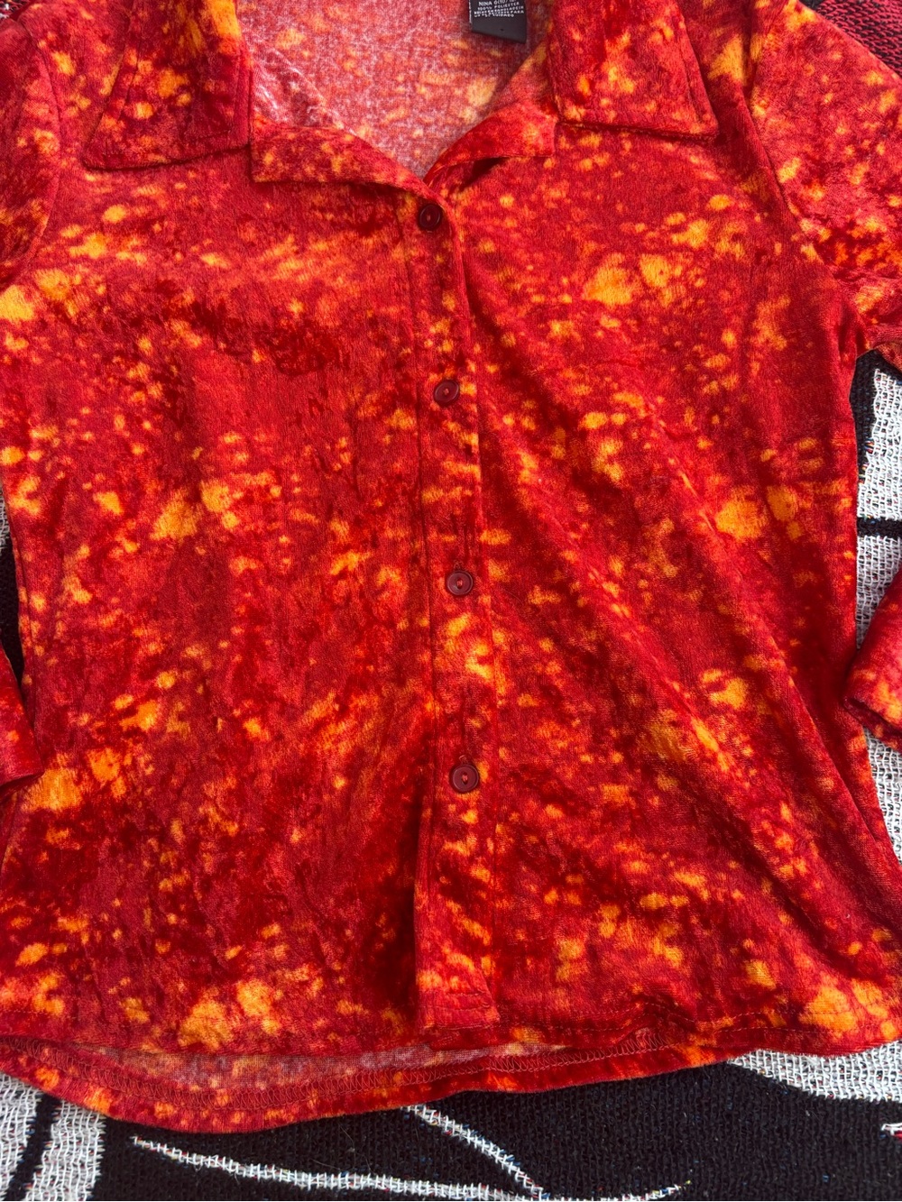 VINTAGE Y2K NO BOUNDARIES ORANGE VELOUR LONG SLEEVE TOP SIZE GIRLS LARGE 10/12 - Picture 4 of 6